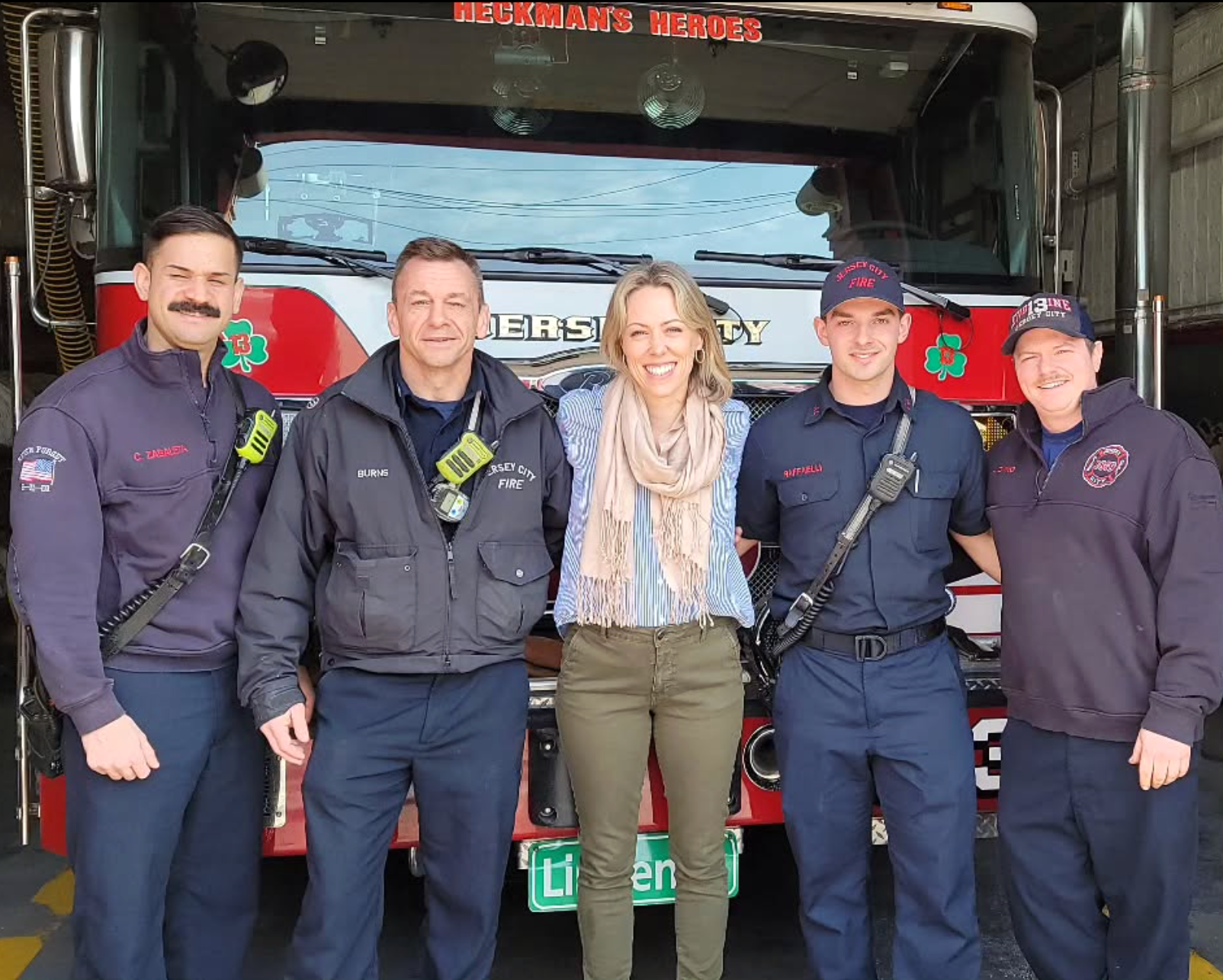 Meredith Burns with Engine 13 Firefighters